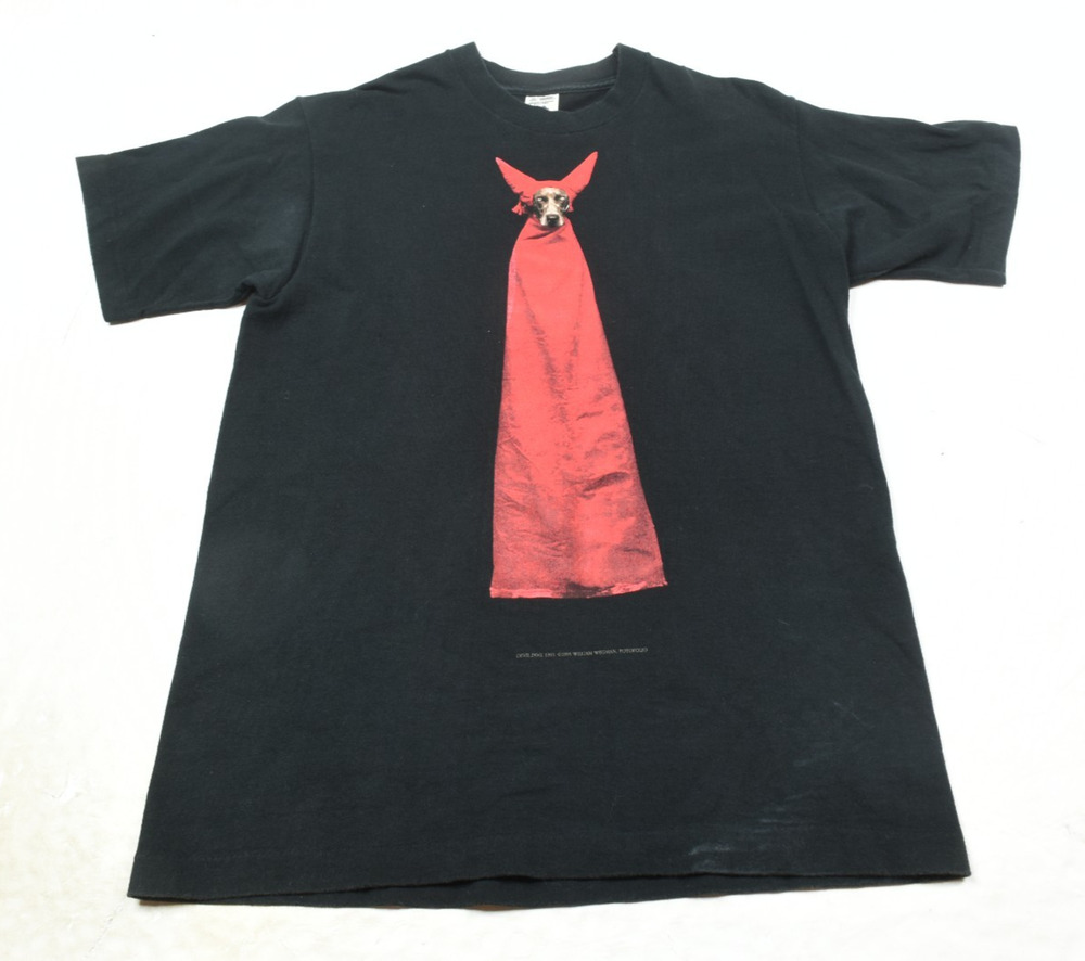 Vintage William Wegman Devil Dog T-Shirt Mens Medium Black Short Sleeve 1990
